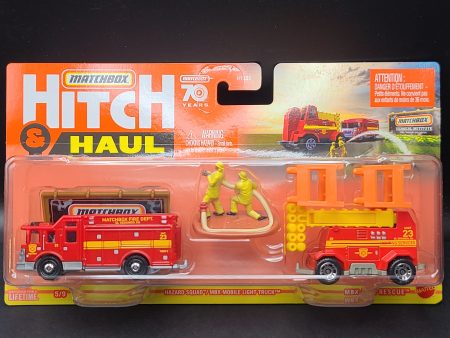 Matchbox Hitch & Haul - MBX Hazard Squad Fire Truck, Mobile Light Truck (2023) Online Hot Sale